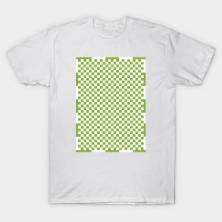 Checkerboard Pattern - Green White T-Shirt